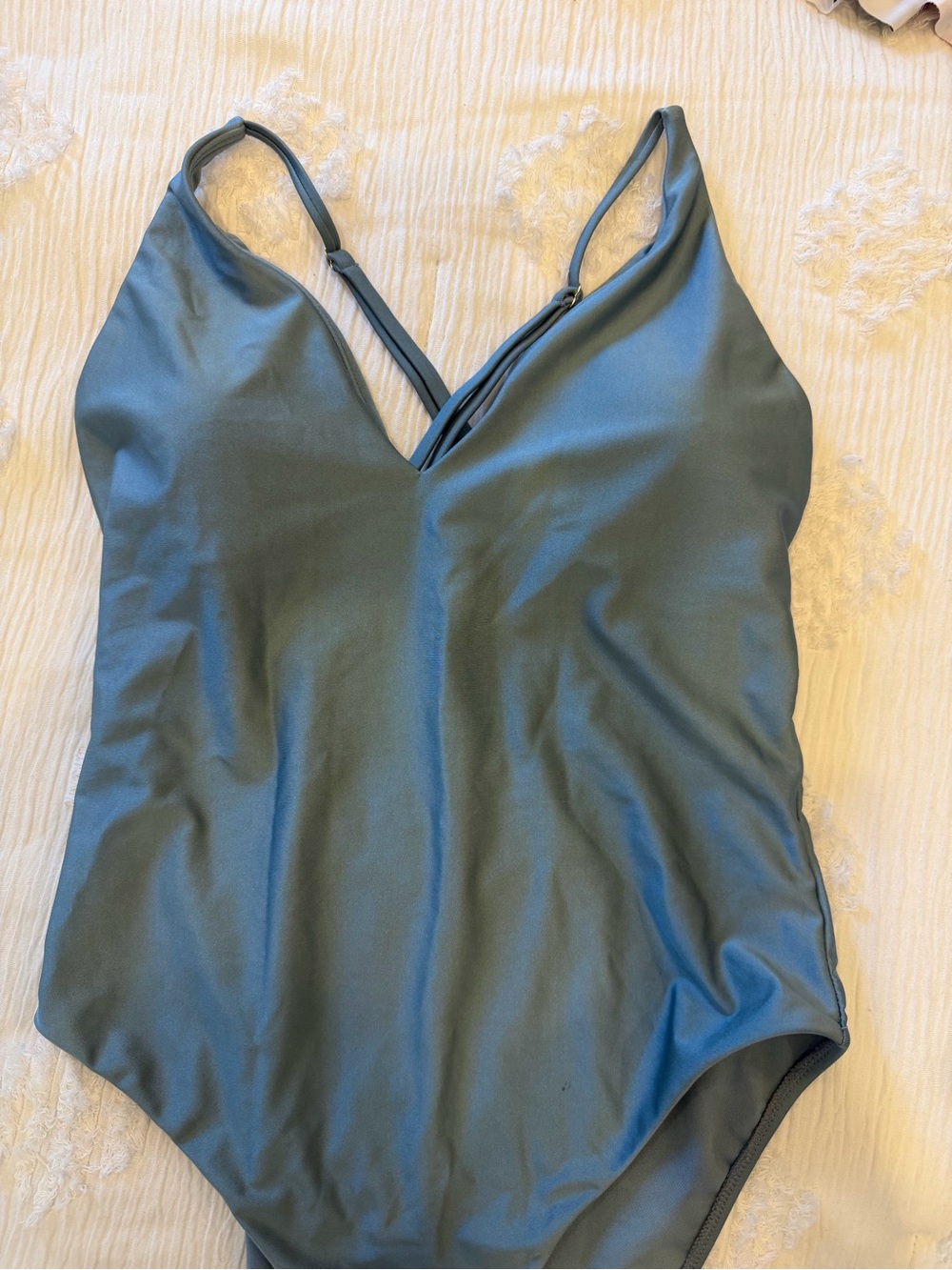 Shade & Shore muted blue one-piece swimsuit